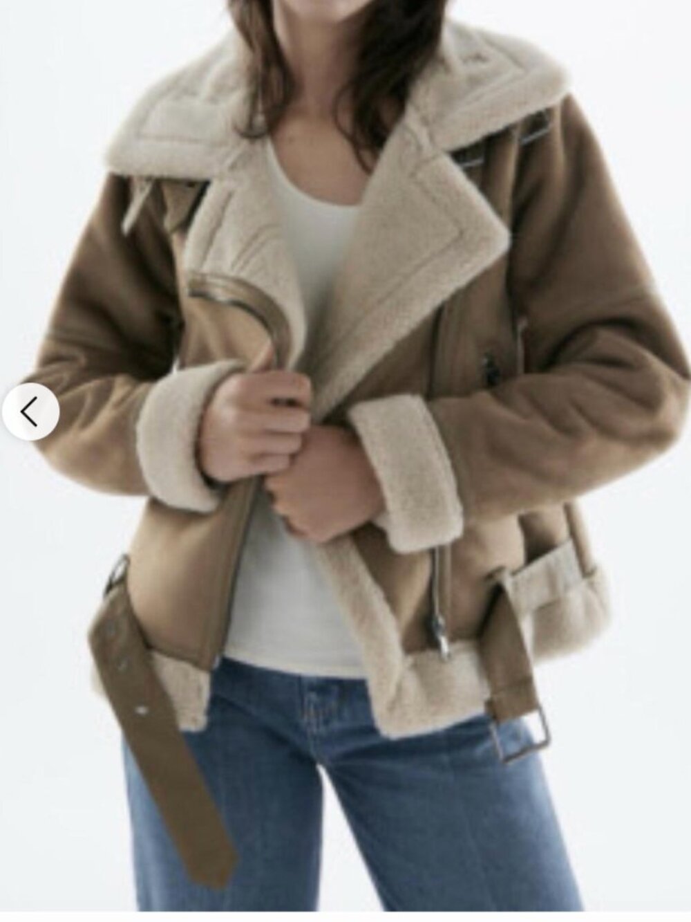 Zara Faux Suede Biker Jacket USA M